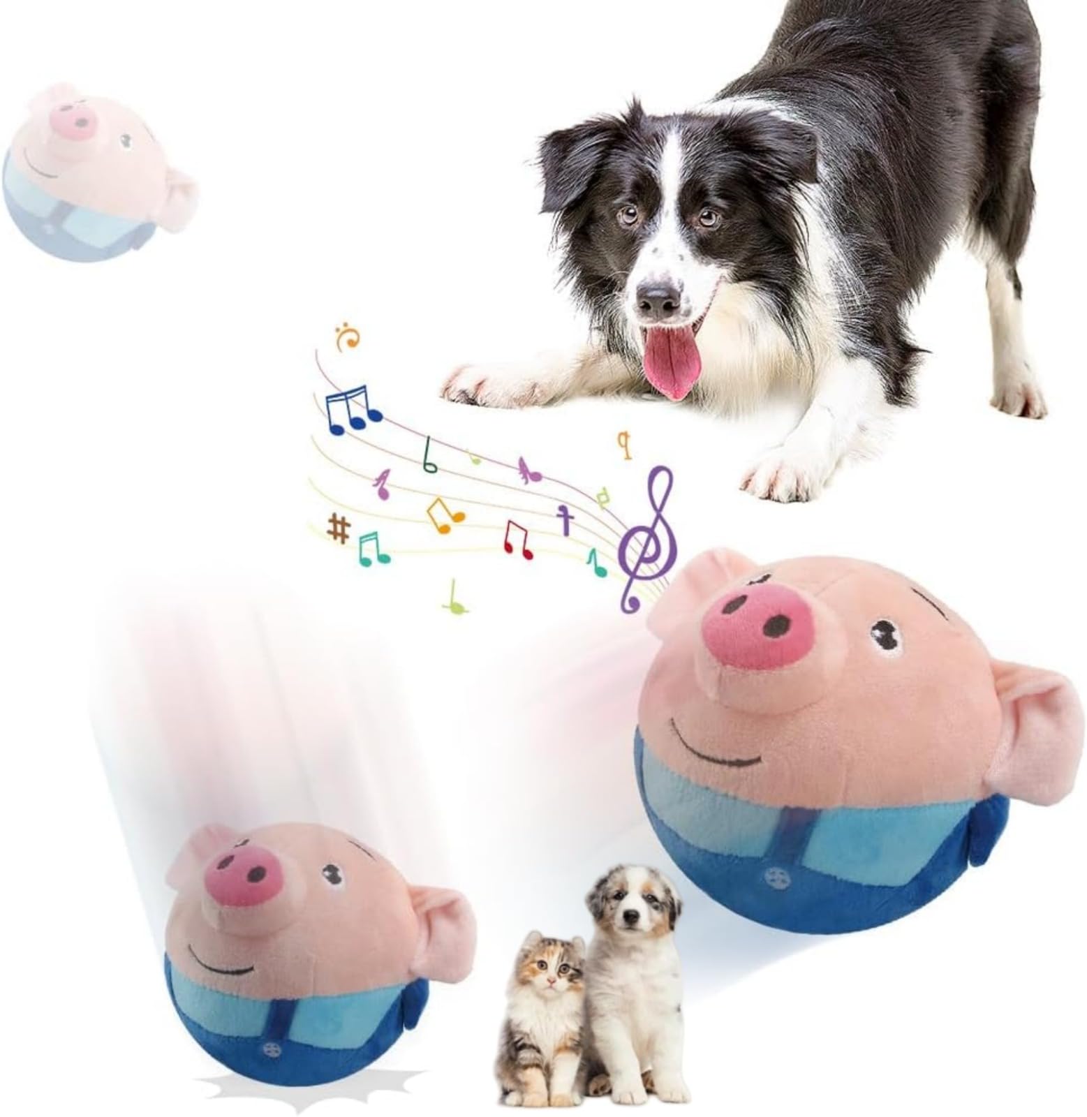 2025 New Active Moving Pet Plush Toy Interactive Dog Toys, Electronic, Talking Moving Jumping Pig Dancing Ball, Washable Cartoon Squeaky Pig Dog,For Cat And Dog Pets