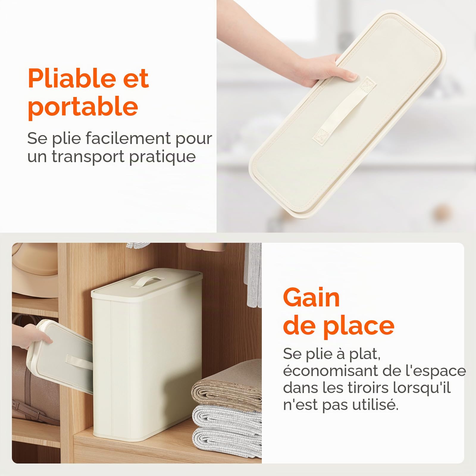 Lifewit Rangement Papier Toilette avec Couvercle, Réserve de Papier WC, Boîte de Rangement Salle de Bain en Tissu pour Rouleaux et Serviettes, Accessoires Toilettes, 30L, Blanc Crème