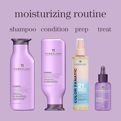 Miniatura 8 de Pureology Hydrate Glow Catcher - Aceite para el cabello, antiencrespamiento, hasta 72 horas de hidratación y brillo del cabello, protector contra el