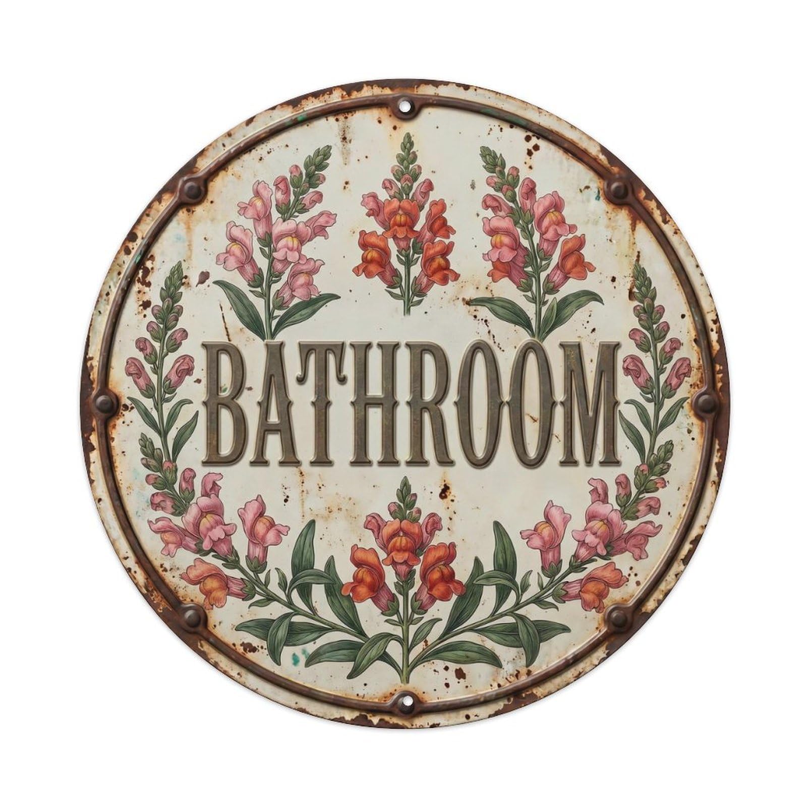 Snapdragon Bathroom Botanical Floral Room Label Metal Tin Sign