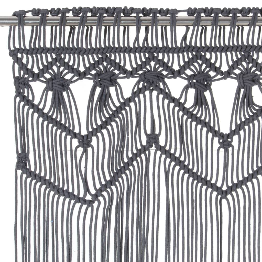 Rideau en macramé Anthracite 140x240 cm Coton Salon A | Thermique Isolant Lumiere et Anti Chaleur Rideau Fenêtre pour Chambre et Intérieur