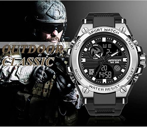 Miniatura 5 de AIMES Mens Watches Sports Outdoor Waterproof Military Watch for Men Tactical Watch Analog Digital Date Alarm Stopwatch Multi-Function Tactics Big
