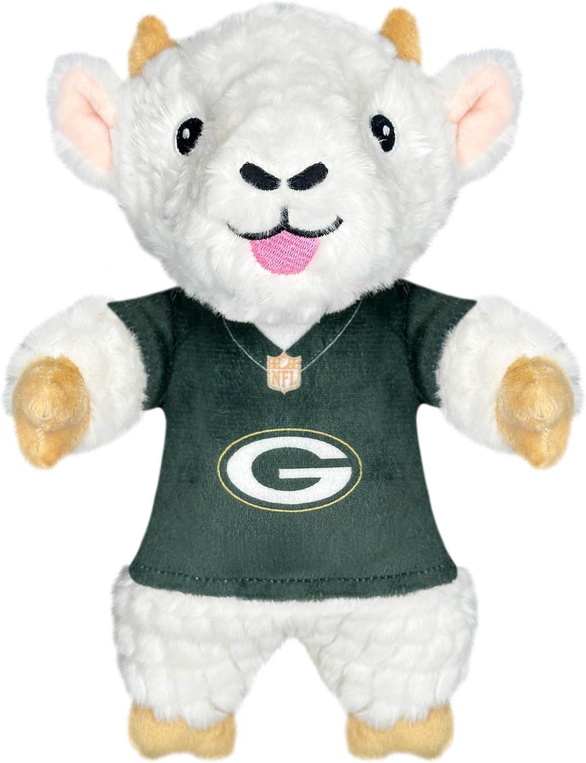 Pets First NFL Green Bay Packers Goat Plush Toy for Dogs and Cats with Squeaker, Wearing a Team Jersey! Fun & Sporty Goat Shaped Dog Chew Toy, Interactive Pet Toy