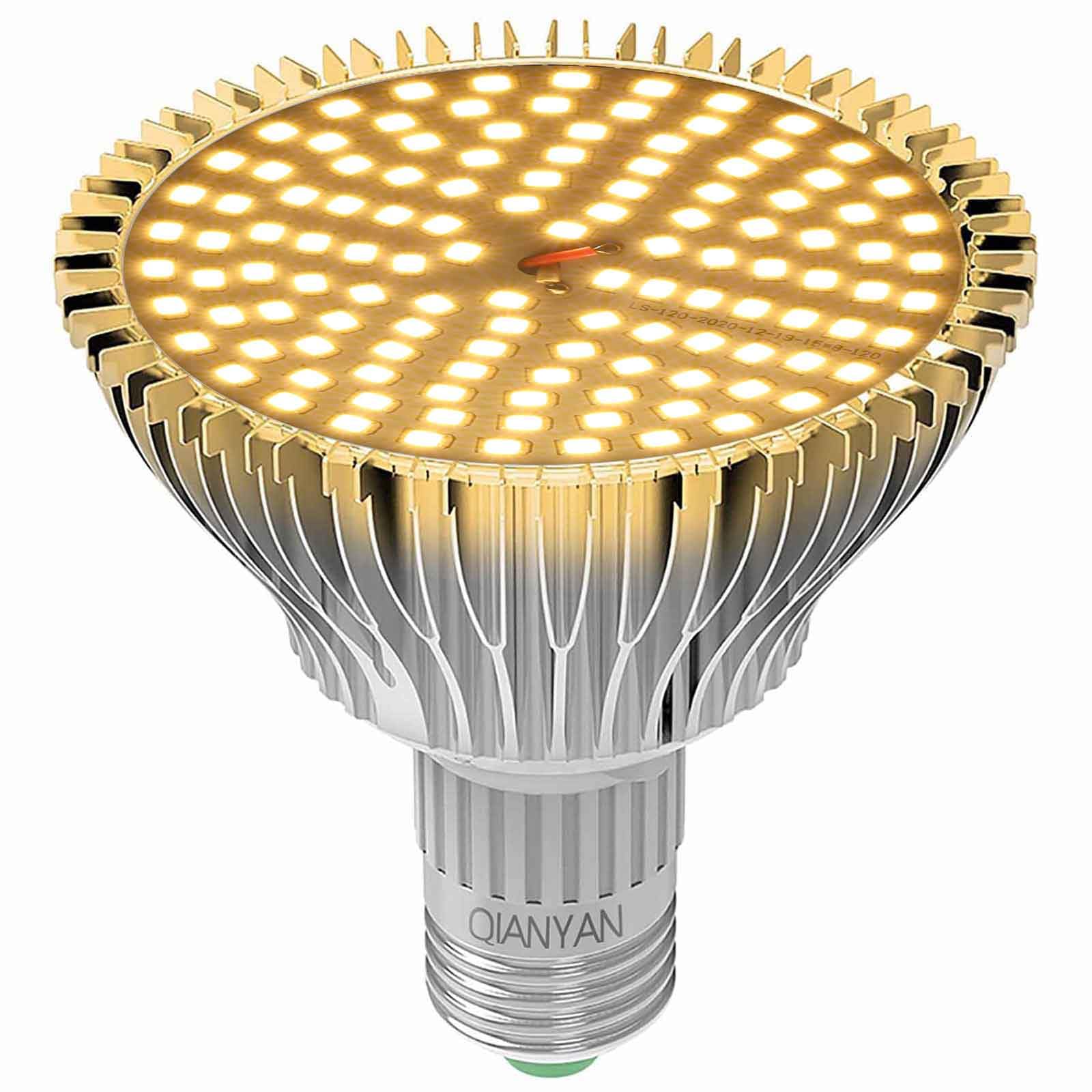 QIANYAN Luz Crecimiento Plantas Interior Blanca CáLida, Luz Plantas Interior Espectro Completo De Luz Solar, 80W Grow Light Bulb, Focos Led Cultivo Interior, PPFD 300 μmol/s/㎡, Lampara Plantas