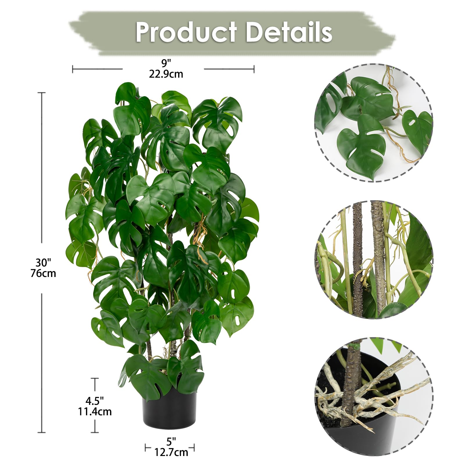 Amazon.com: DILATATA Large Fake Tropical Tree 30" in Black Pot - Artificial  Monstera Vine Philodendron - Split Philo Climbing Plant for Indoor Home  Decor - 1 Pack : Home & Kitchen