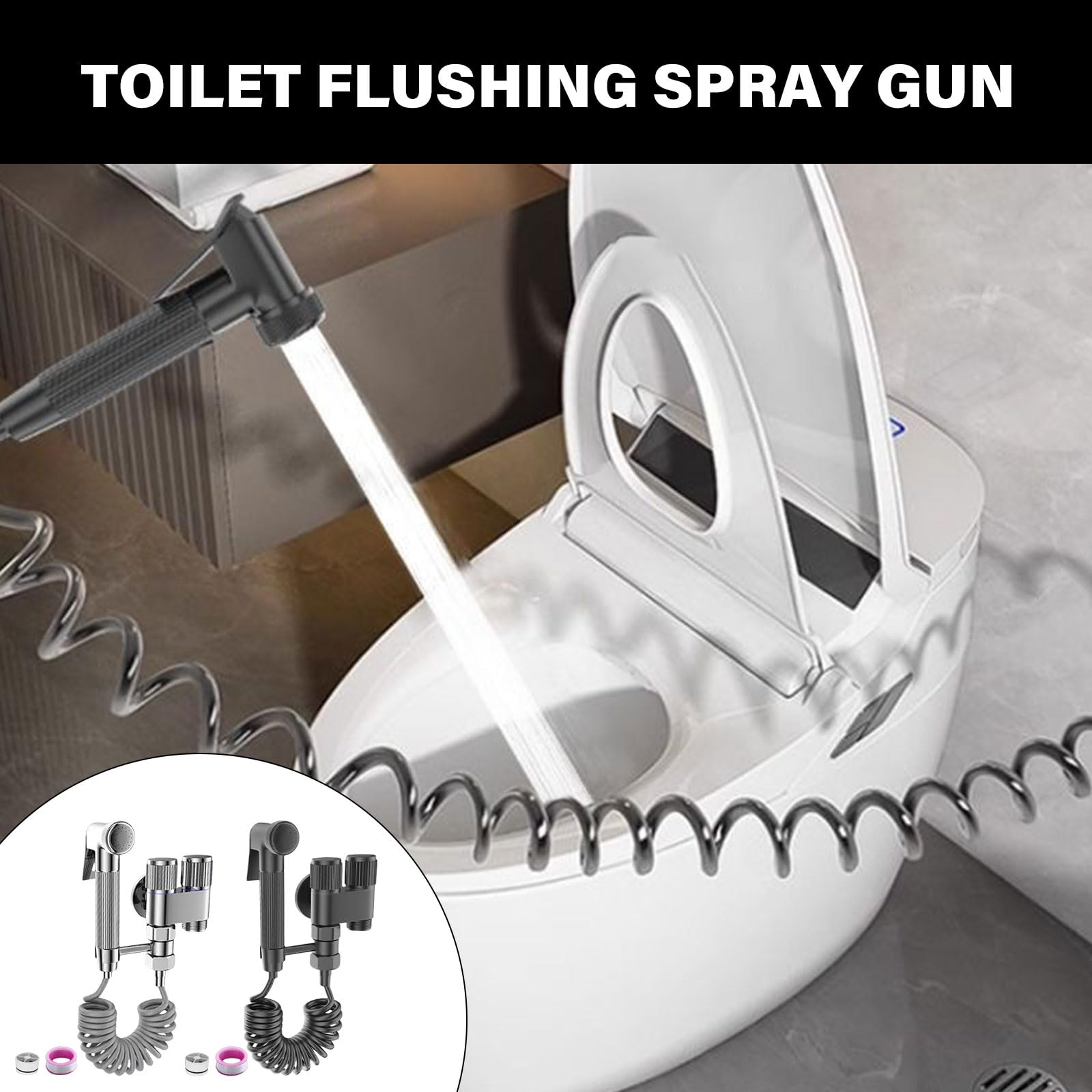 Set di spruzzatori multifunzione per bidet portatili per WC, valvole di controllo doppie e pistola a spruzzo igienica per bagno facile da installare, per uso familiare