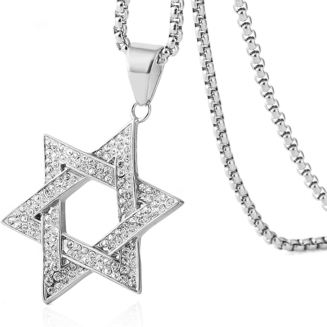HZMAN Women Men Stainless Steel Israel Magen David Necklace Star of David Pendant - Image 2