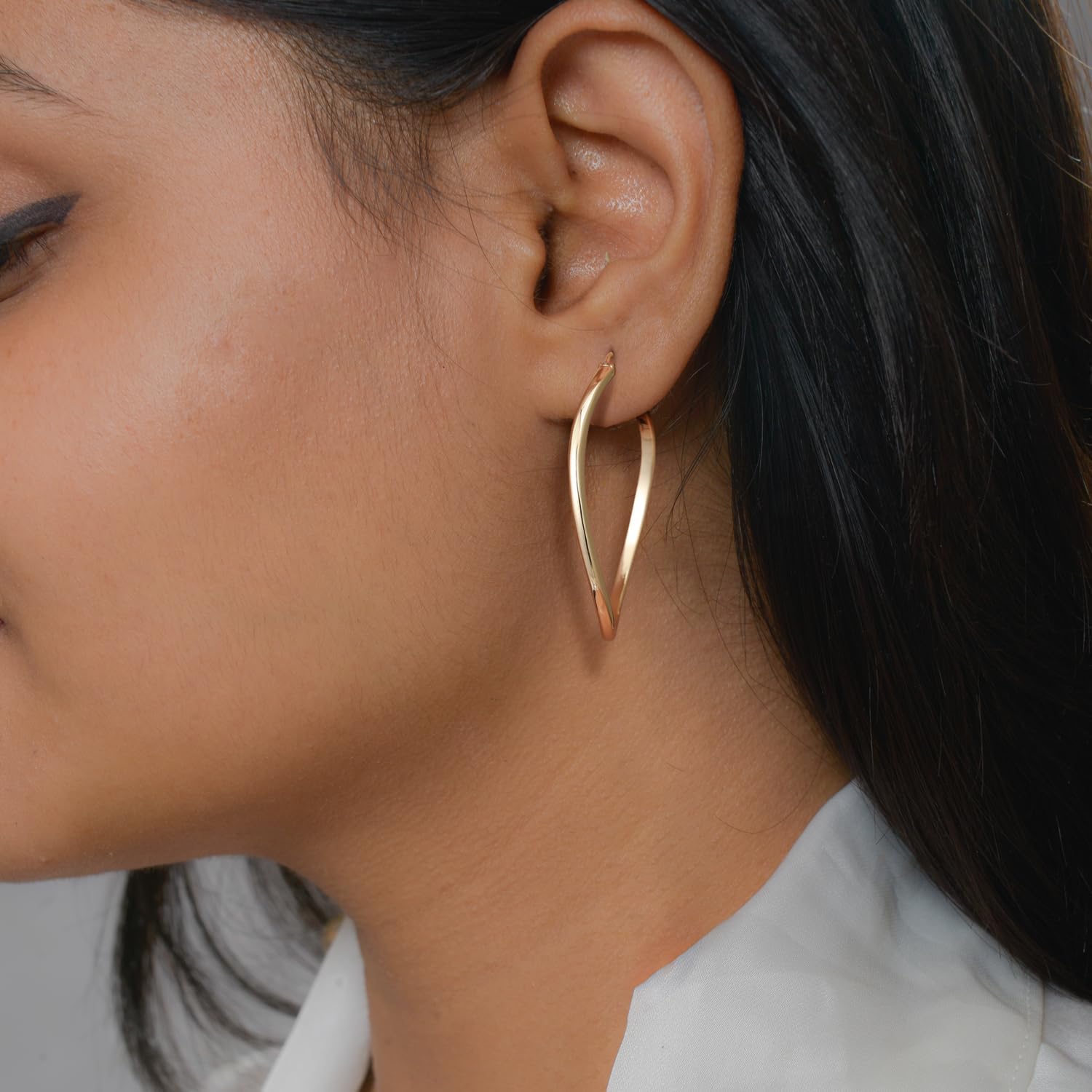 14K Gold Hoop Earrings for Women Large 14K Gold Earrings for Women Hoops Earring Elegant Twisted Big Womens Earring 40mm - Image 3