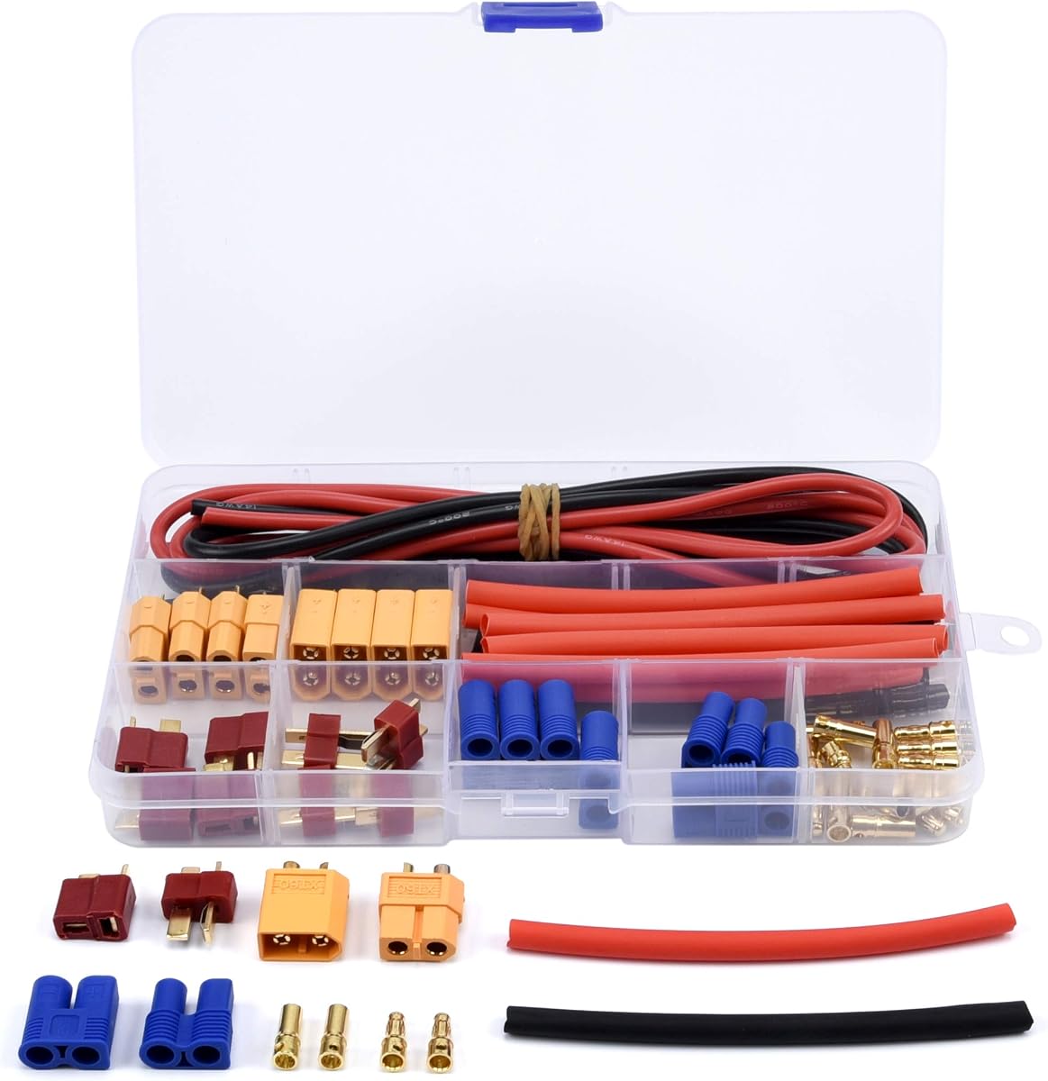 T-Plug EC3 XT60 Male Female Connector Adapters, 52PCS | With 14AWG Silicone Wire and Heat Shrink Tubes for RC ESC Lipo Battery Motor