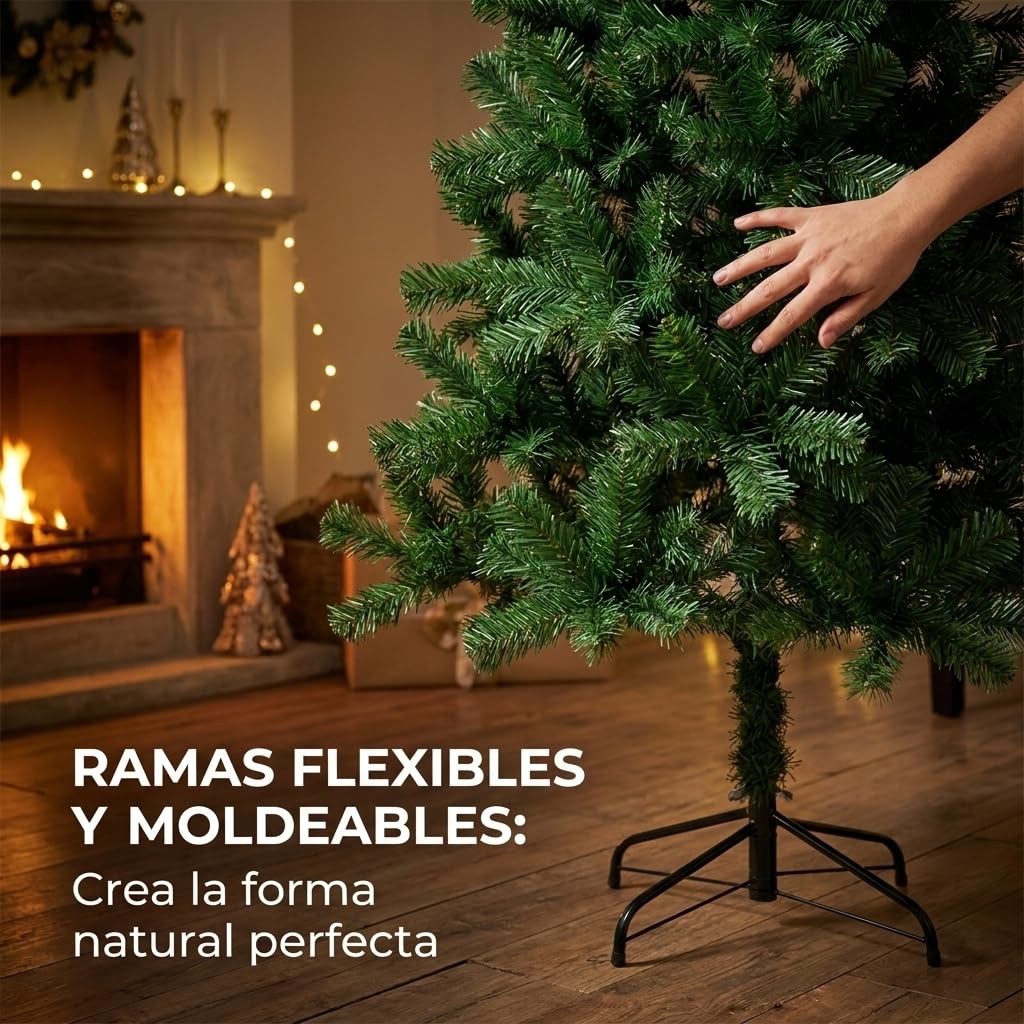 Árbol de Navidad Artificial 210 cm Verde Bosque con Base Metálica