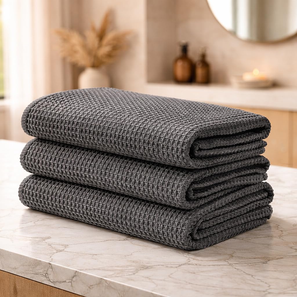 Cutting EDGE 270 GSM Car & Bike Cleaning Cloth Set of 3, Shining Waffle Weave Microfiber Towel, Super Absorbent, Lint-Free & Scratch-Free for Car Drying, Cleaning & Polishing, Grey (48x40 cm)-image-33
