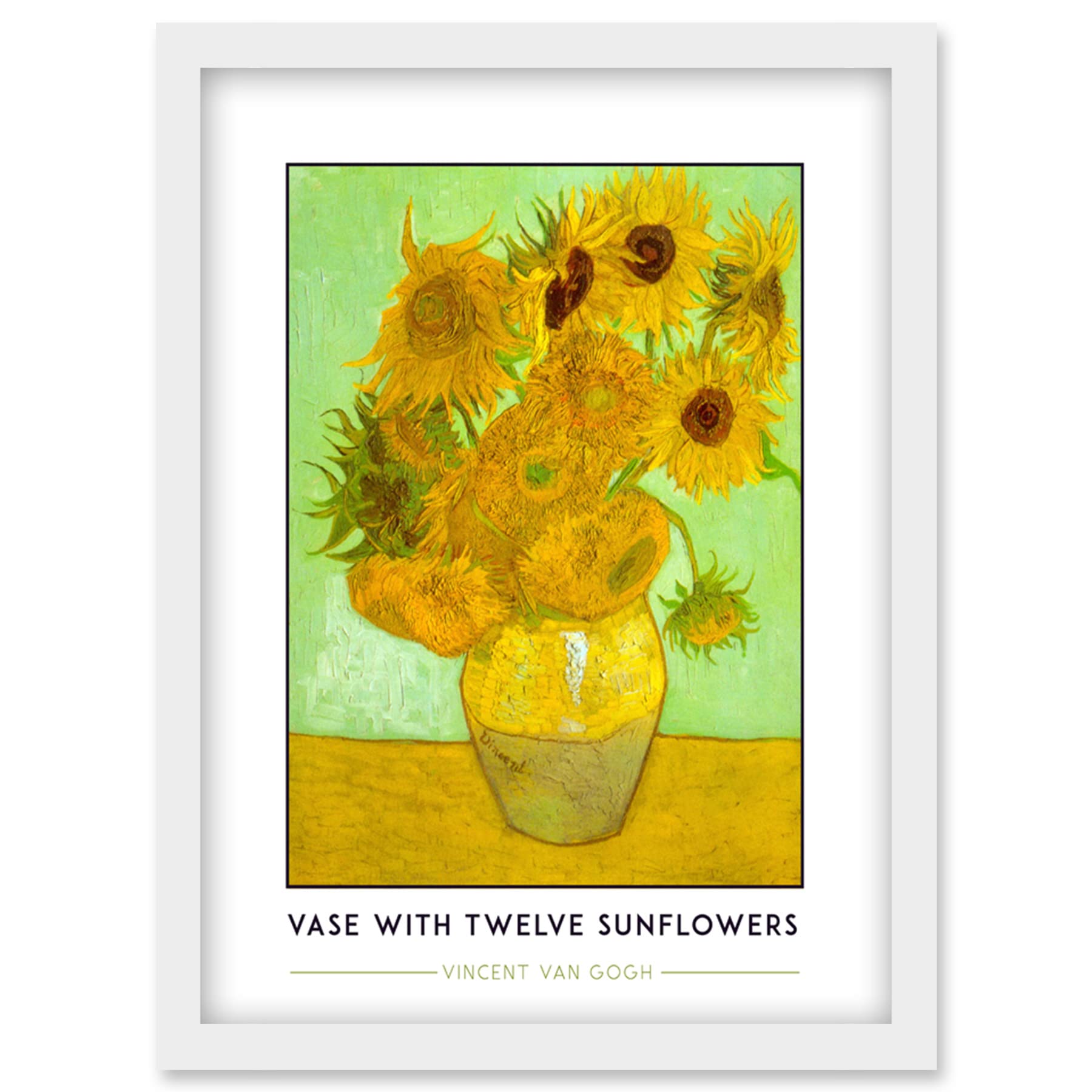 Wee Blue Coo Vincent Van Gogh Vase With Twelve Sunflowers Painting Artwork Framed Wall Art Print A4