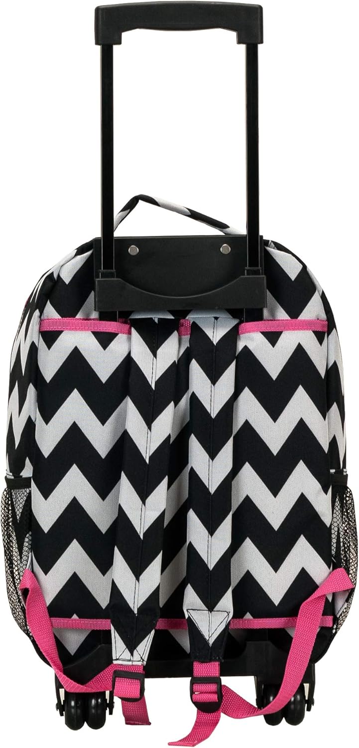 Rockland Double Handle Rolling Backpack, Pink Chevron, 17" - Image 4