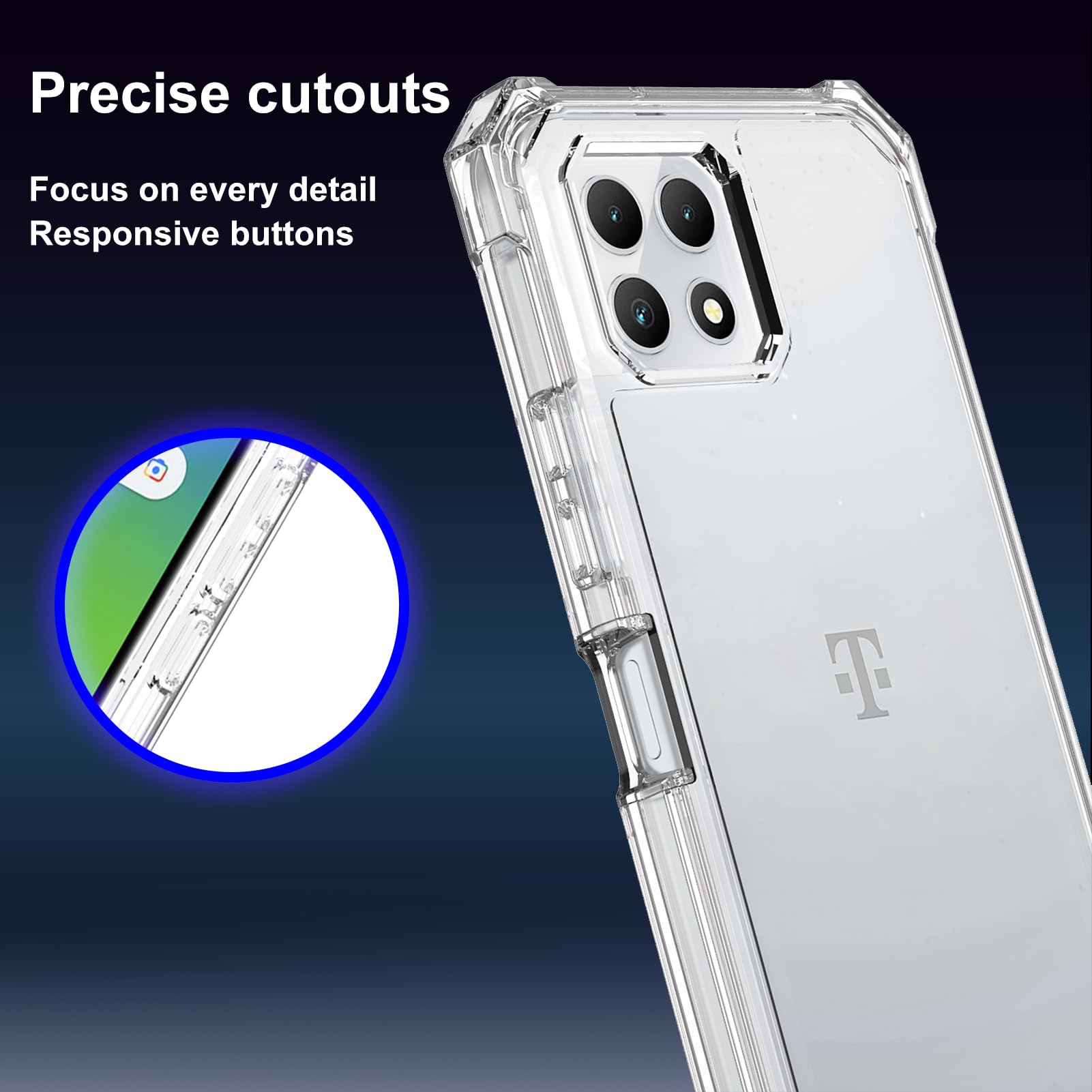 PT - Funda Híbrida De Vidrio Templado Soporte De Anillo A Prueba De Golpes Para T-Mobile RevVL 7 5G Soporte De Regalo (azul