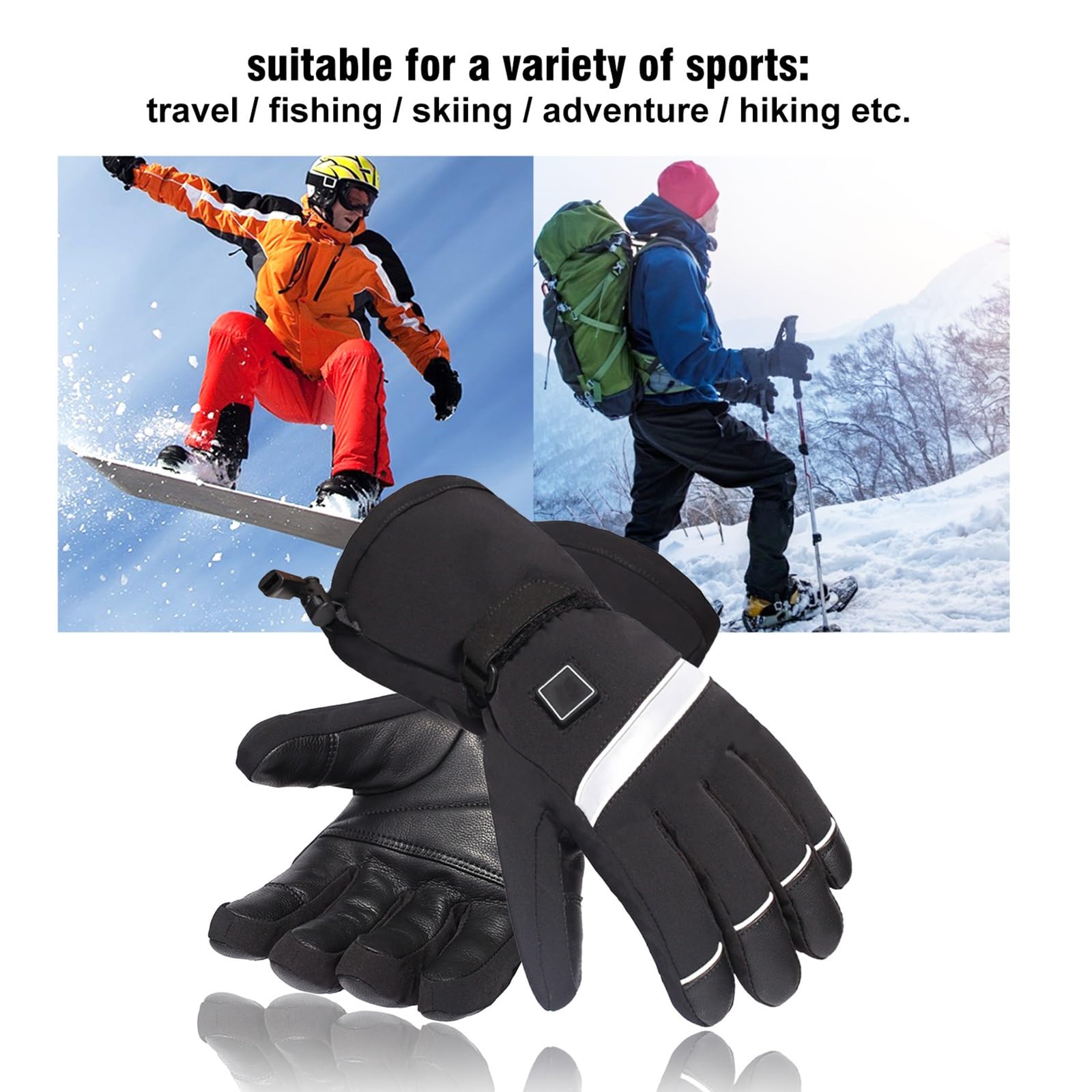 Guantes térmicos para hombre, diseño resistente al viento, impermeables, con pantalla táctil, funcionan con pilas, perfectos para actividades al aire libre de invierno, esquí, ciclismo y mucho más