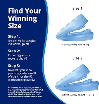 ZQuiet, Anti-Snoring Mouthpiece, Starter Pack with 2 Sizes, Living Hinge & Open Front Design for Comfort & Easy Breathing, Blue