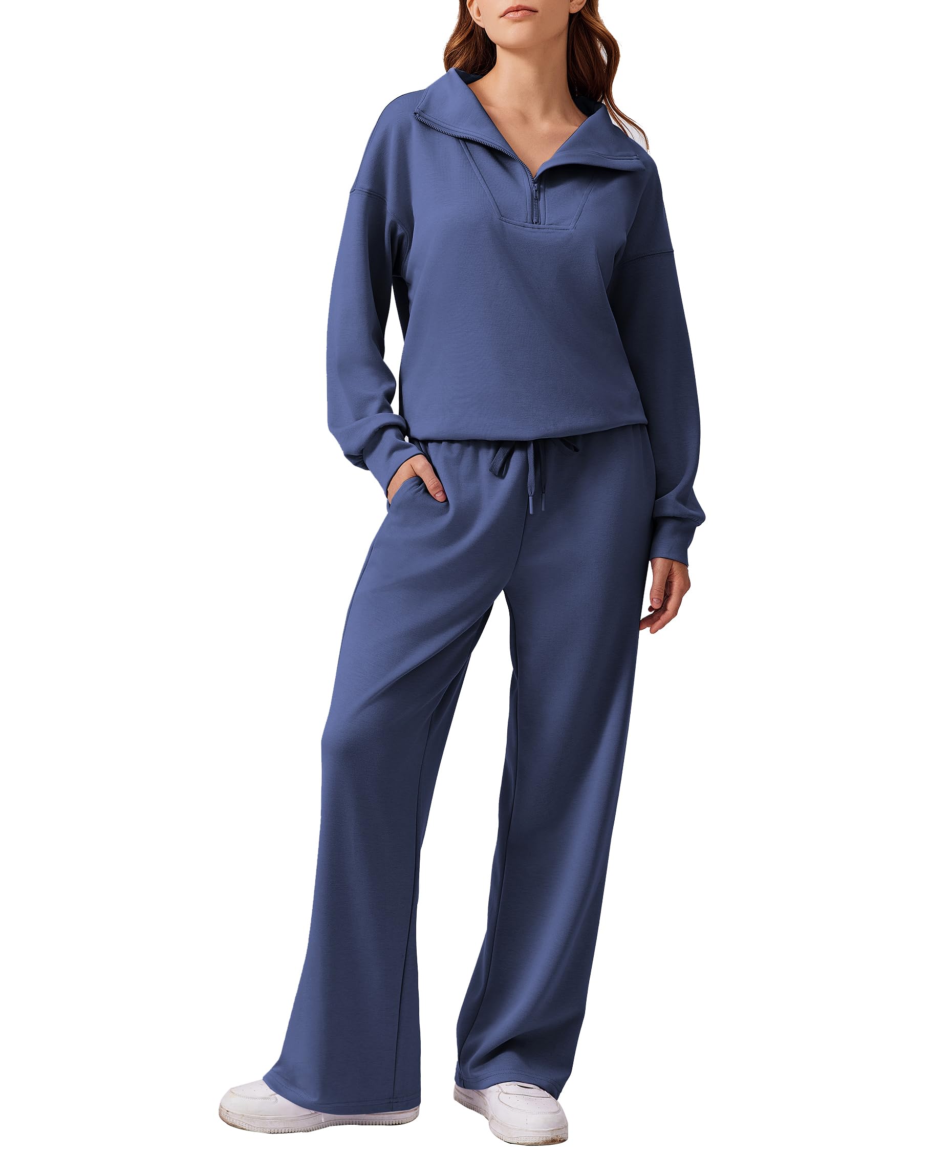 PINSPARK 2 Piece Sets for Women 2024 Fall Outfits Sweatsuit Oversized Sweatshirt Wide Leg Sweatpants Matching Set Tracksuit — view 24
