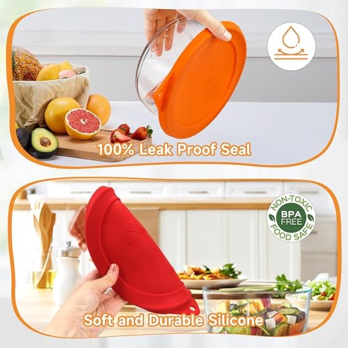 Miniatura 4 de Sophico Tapa redonda de silicona para almacenamiento de tapas de repuesto para Anchor Hocking y Pyrex 7402-PC 67 tazas de vidrio (recipiente no