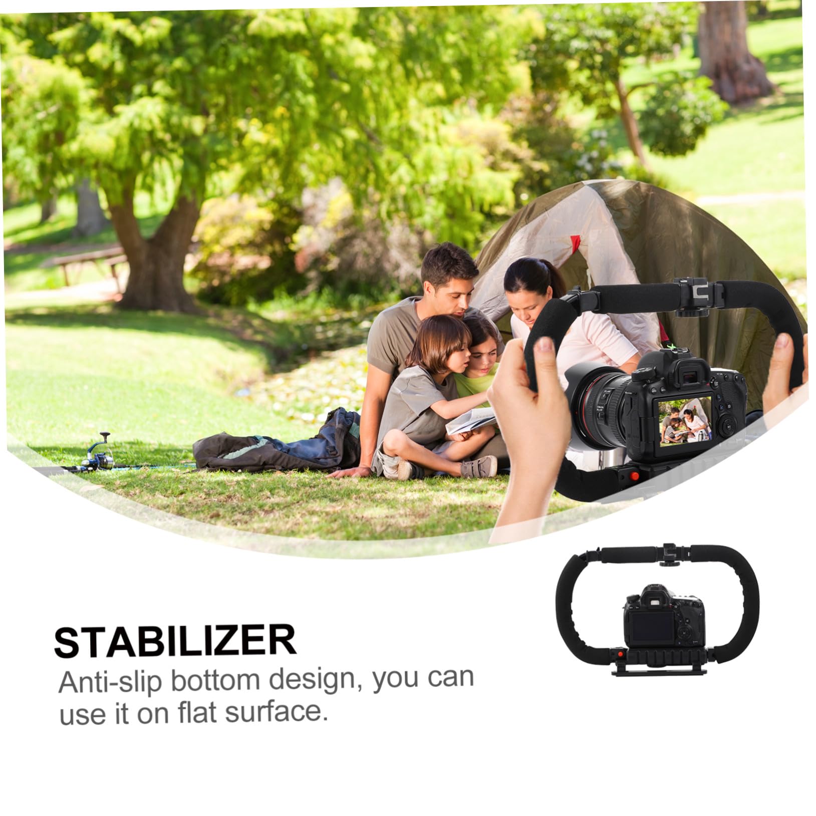 Stabilizzatore per Videocamera Manuale U Rig Impugnatura in Spugna Antivibrazione e 3 Porte Slitta Fredda per Fotocamere Dv e Smartphone