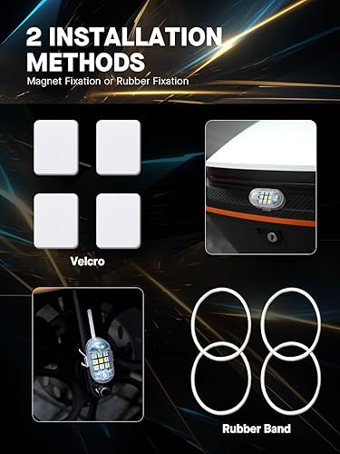 Miniatura 7 de Twinkle Star - Juego de 2 bengalas de emergencia para carretera, luz de advertencia de carretera con base magnética, soporte desmontable, luz