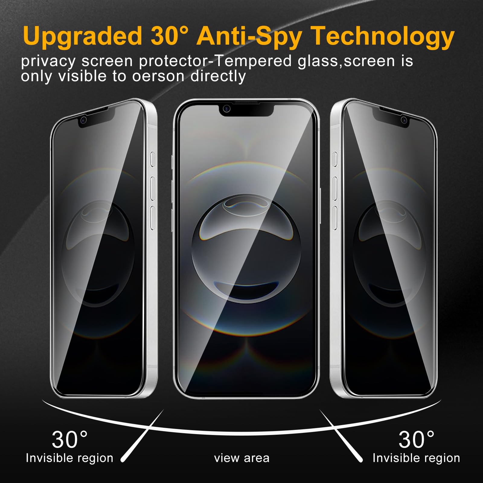 Paquete de 3 protectores de pantalla de privacidad para iPhone 16e/SE 4 2025 (6.1 pulgadas), vidrio templado antiespía, dureza 9H, protector negro antiespía, sin burbujas, antiarañazos