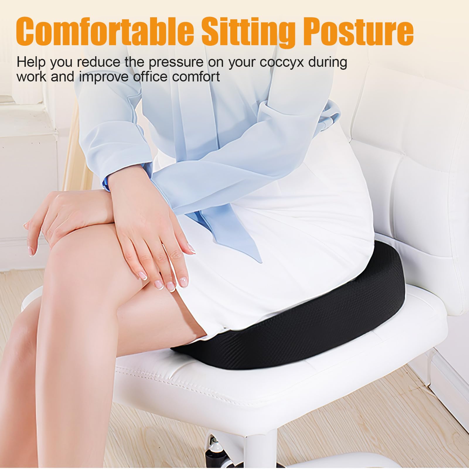 Cojín de asiento ortopédico, cojín de asiento para silla de oficina, cojín de coxis, cojín ergonómico, cojín de espuma viscoelástica, cojín de coxis para avión, coche, hernia de disco