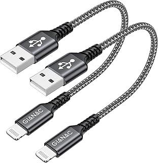 GIANAC iPhone Charging Cable, 0.5 m, Pack of 2, iPhone USB Lightning Cable, Quick Cable for iPhone 14, 13, 12, 11, XS, XS Max, XR, X, 8, 8Plus, 7, 7Plus, 6s, 6s Plus, 6, 6 Plus, iPad
