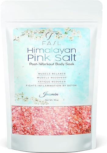 Sal de baño rosa del Himalaya con aceites esenciales. Remojo corporal después del entrenamiento. Recuperación muscular 100% natural. Alivia los