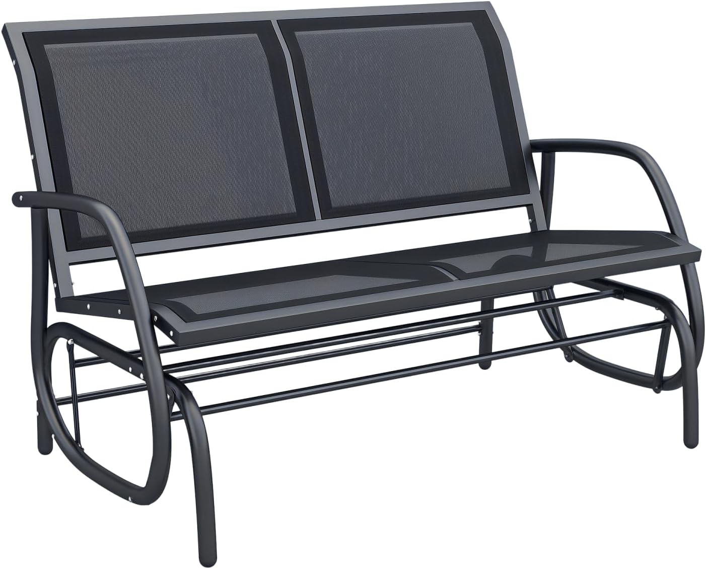 Double Seat Glider Outdoor Glider Bench, Patio Double Swing Rocking Chair