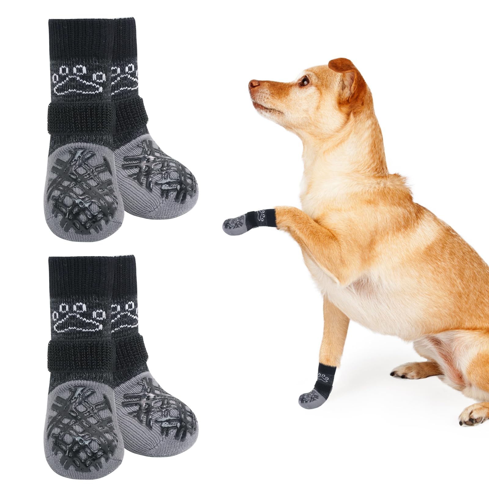 BEAUTYZOO Dog Socks to Prevent Licking Paws, Dog Shoes for Hot Pavement Small Medium Large Senior Dogs Booties, Non Slip Dogs Boots & Paw Protectors