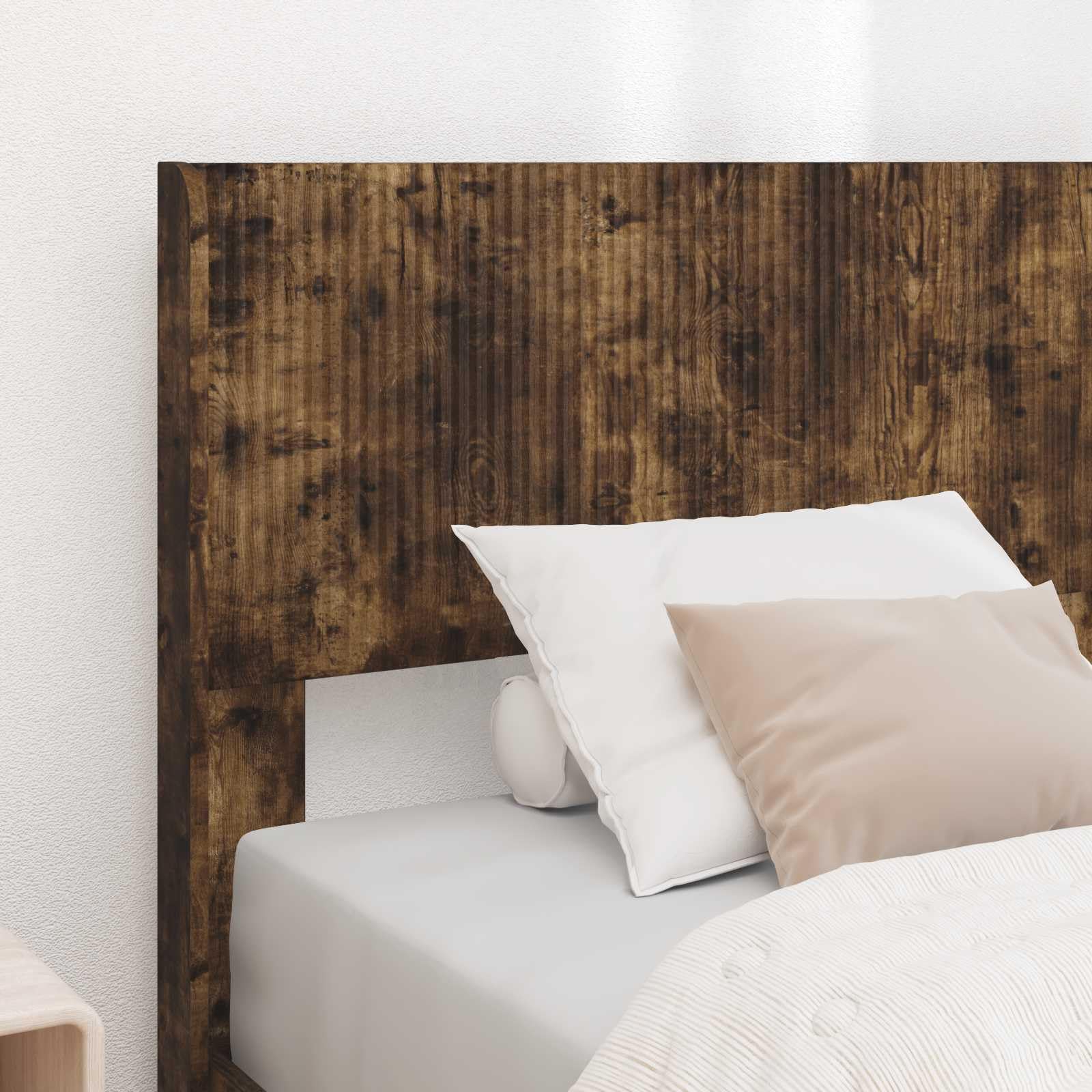 Rama de cama con almacenamiento y cabecero Rovere Fumo 105x203 cm somier de listones fijos compartimentos integrados estructura moderna madera ingenierizada soporte 140 kg fácil montaje