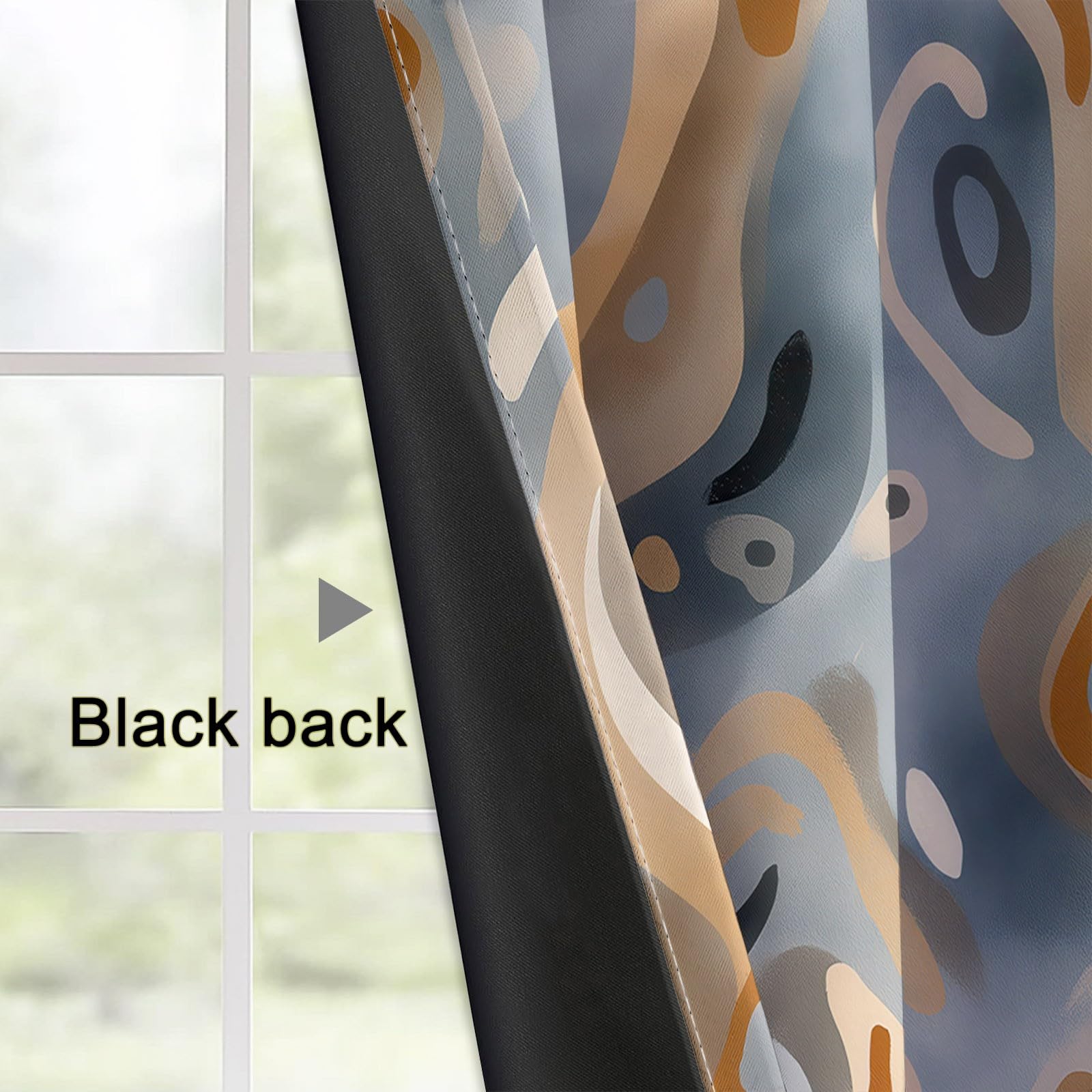 Rideaux Occultants Isolants Anti-Froid 91.5L X 160H cm (2 Panneaux), Design Géométrie Tribale Traditionnelle, Tenture à Œillets Opaque pour Salon et Chambre, Gris-Bleu Brun