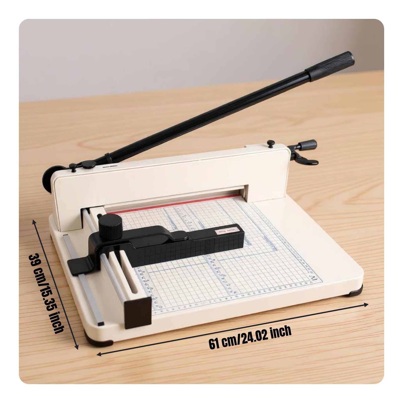 Colcolo Guillotina de Papel Profesional Cortadora Recortadora Cizalla Trimmer con Ajuste Lateral Milimétrico y Cuadrícula con Mango Bloqueable Adecuada para