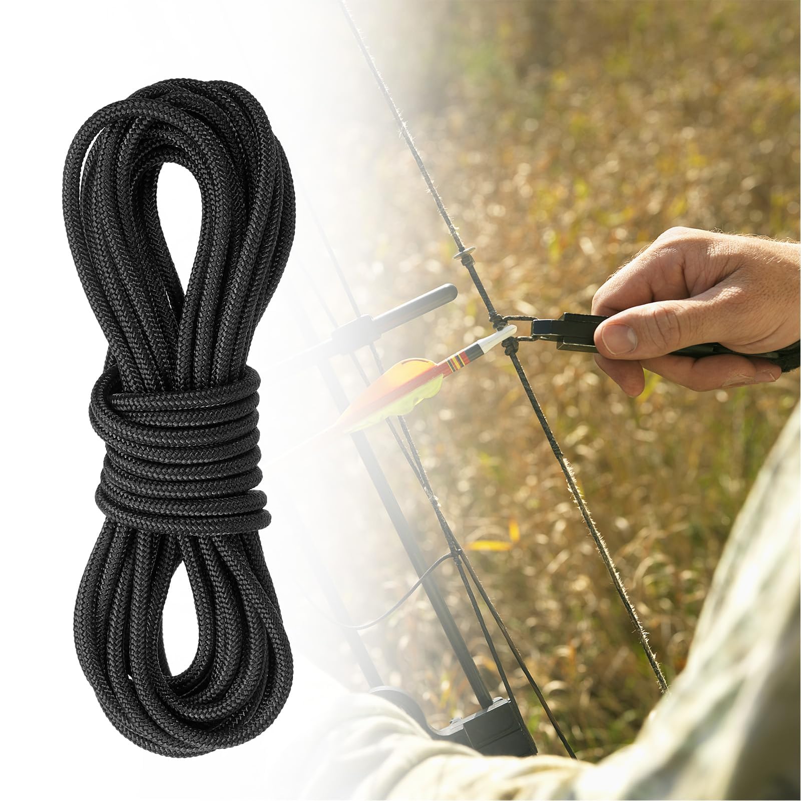 PATIKIL Corde à Boucle en D pour Tir à l'arc, 10 Pieds, Noir