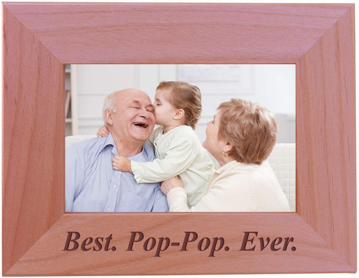 CustomGiftsNow Best Pop-Pop Ever - Engraved Wood Picture Frame (5x7 Vertical)
