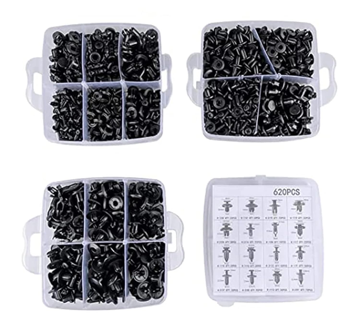 Wensprt 240PCS, 415 PCS, 620 PCS Bumper Retainer Clips Car Plastic Rivets Fasteners Push Retainer Kit Auto Push Pin Rivets Set -Door Trim Panel Fender Clips for GM Ford Toyota Honda Chrysler (620 pca)
