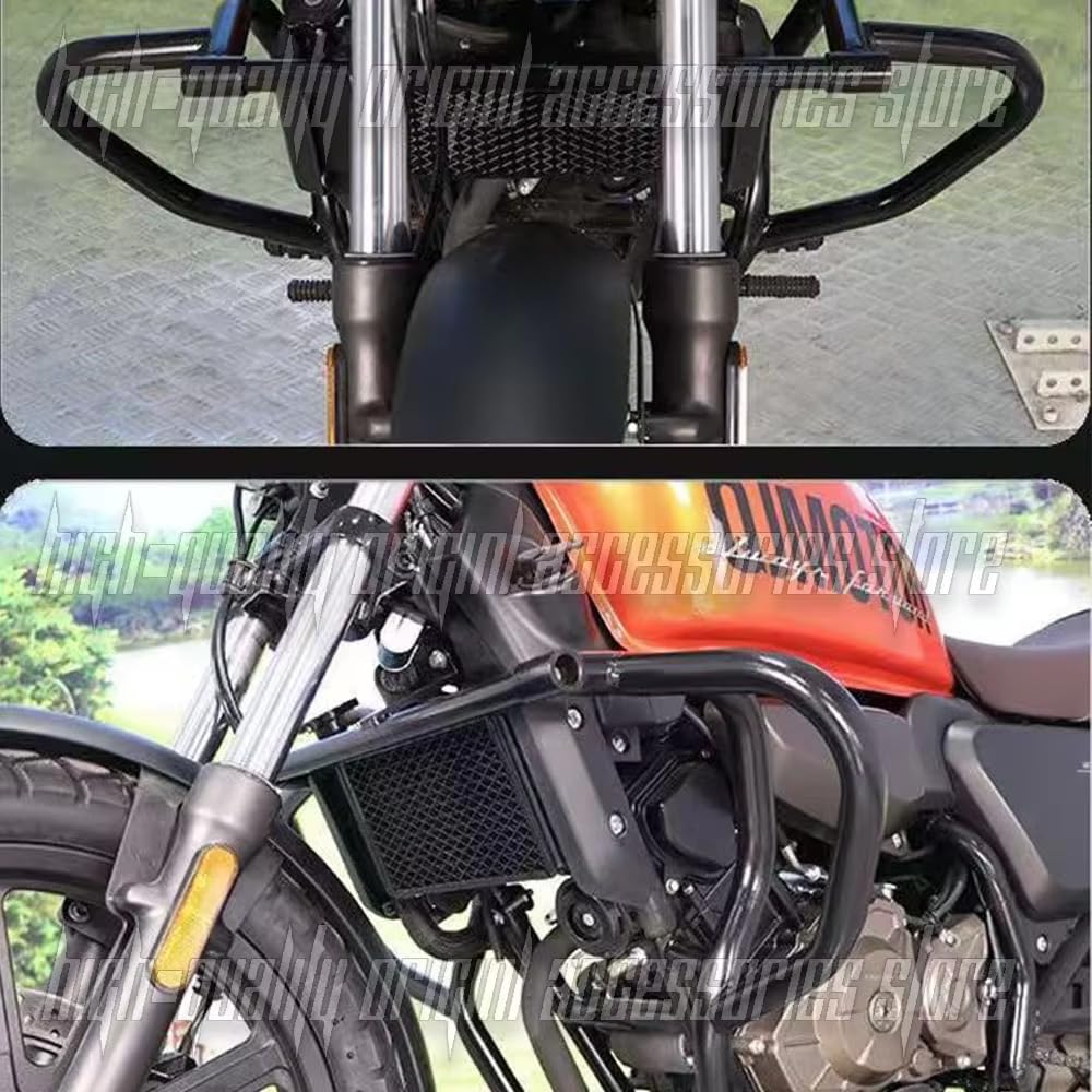 QJMOTO Motorschutz für SRV 125, Frontschutz, Stoßschutz, Mattschwarz, 60 x 65 x 30 cm