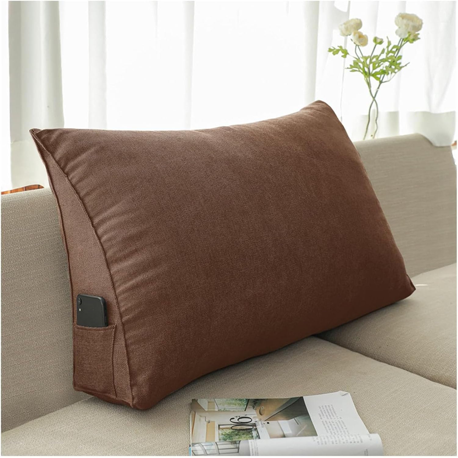 Almohada de apoyo para la espalda, cojín de lectura para cama y sofá, almohada de cuña con funda extraíble, ideal para mayor comodidad y apoyo postural, tamaño 70 x 20 x 50 cm