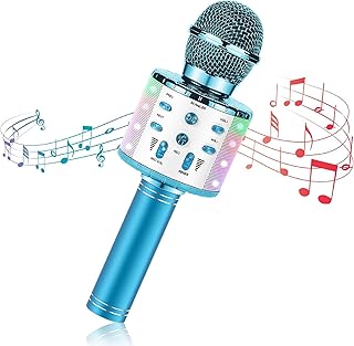 SURPZON Microphone for Kids, Wireless Bluetooth Microphone Karaoke Bluetooth Microphone Childrens Microphones, Karaoke Speaker Machine Home KTV Player Support Android & iOS Devices for Party Singing