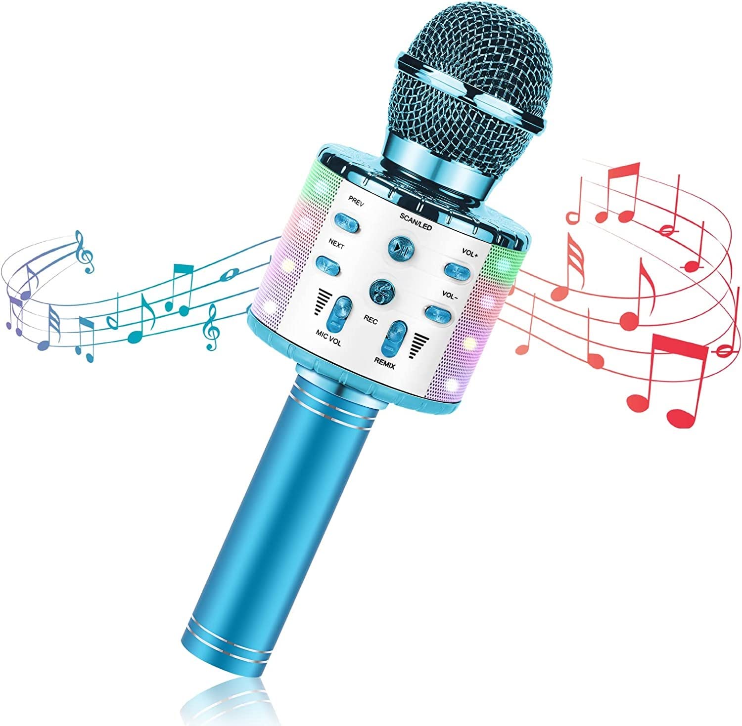 SURPZON Microphone for Kids, Wireless Bluetooth Microphone Karaoke Bluetooth Microphone Childrens Microphones, Karaoke Speaker Machine Home KTV Player Support Android & iOS Devices for Party Singing