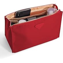 Vercord Nylon Purse Organizer Insert for Hangbags tic Storage Toiletry Kit Bag in Bag with Zipper Pocket Red M