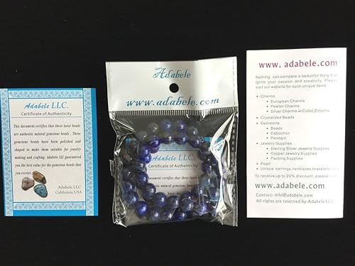 Miniatura 7 de Adabele - 4 hebras de piedras preciosas curativas de lapislázuli azul natural grado A de 0.394 pulgadas, cuentas de piedra redondas sueltas (136-148