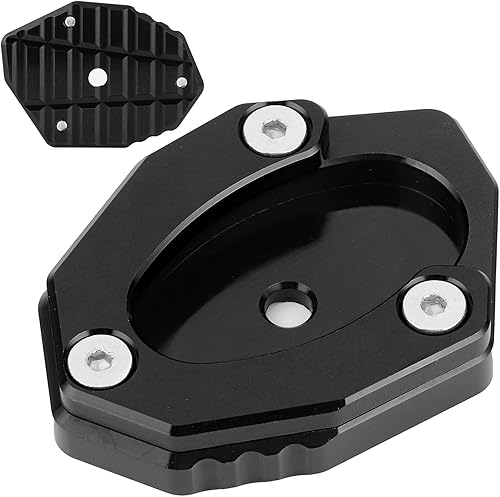 Miniatura 8 de Aramox Motocicleta Kickstand Pad Kick Stand Extension Pad Aleación de aluminio Fit para Z650 Z900 KSP106 Set (negro)