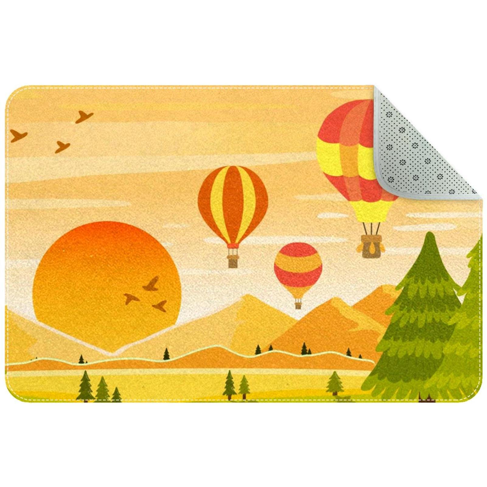 Tapis de couloir montgolfière jaune pour décorer une entrée accueillante et propre