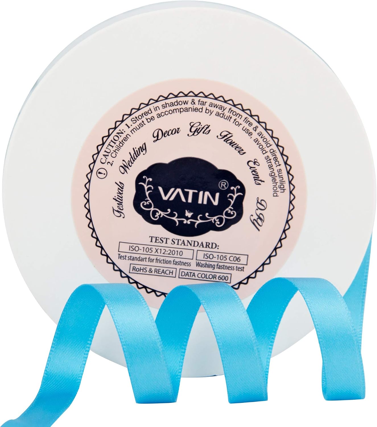 VATIN 10mm Double Faced Copen Blue Polyester Satin Ribbon