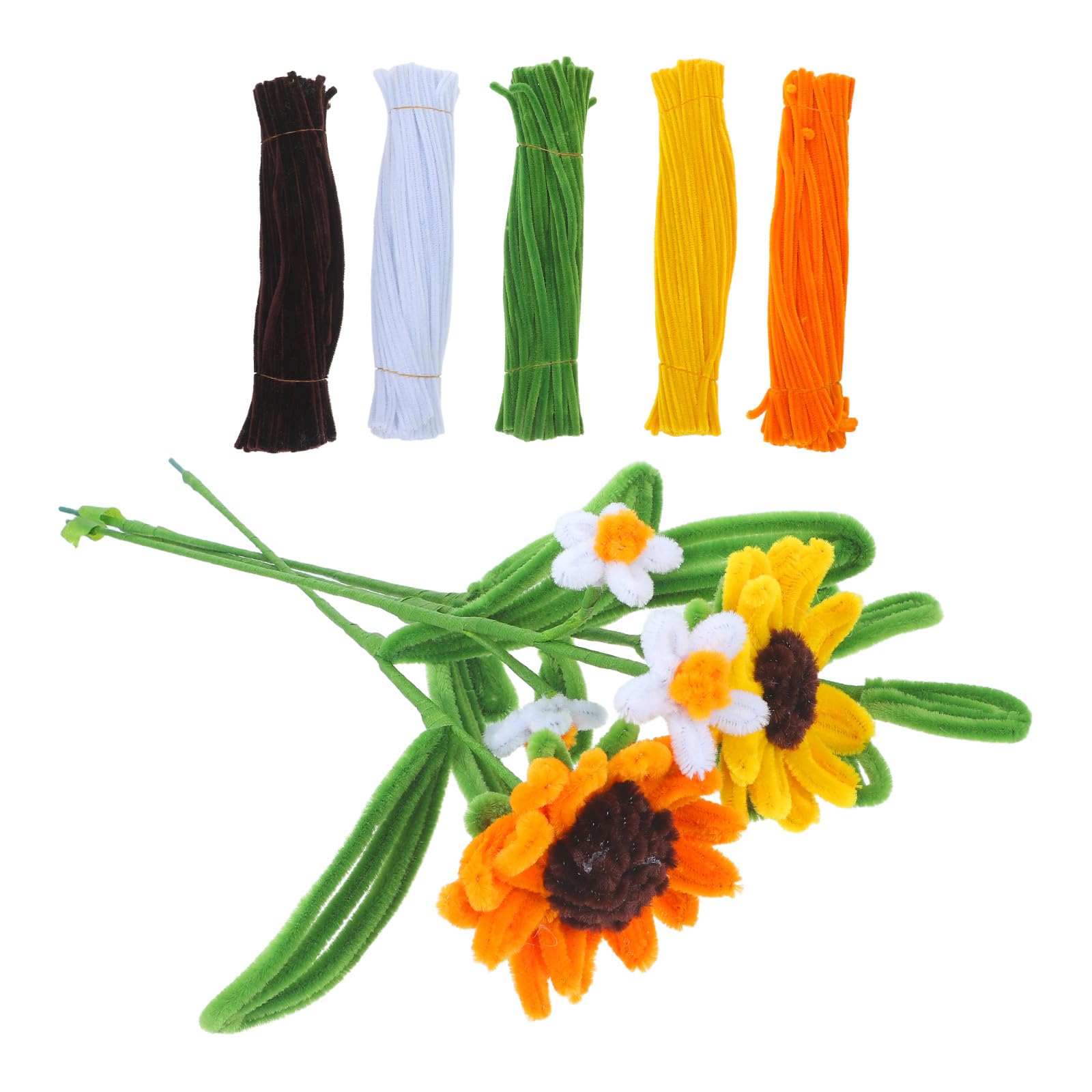 WRITWAA Scovolini Artigianali a Forma di Girasole Gialli, Set 1 Scatola | Steli in Ciniglia Pieghevoli e Modellabili, Adatti ad Adulti e Ragazzo Ragazza, per Decorazioni e Attività di Gruppo