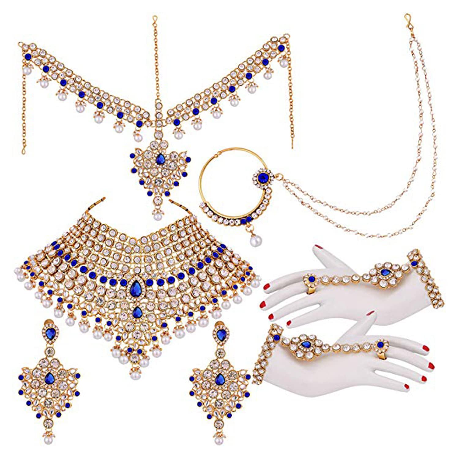 Peora American Diamond Studded Jodha Akbar Bridal Choker Necklace Traditional Jewellery Set Gift for Women Girls (B07WW61FXZ) Amazon Price History, Amazon Price Tracker