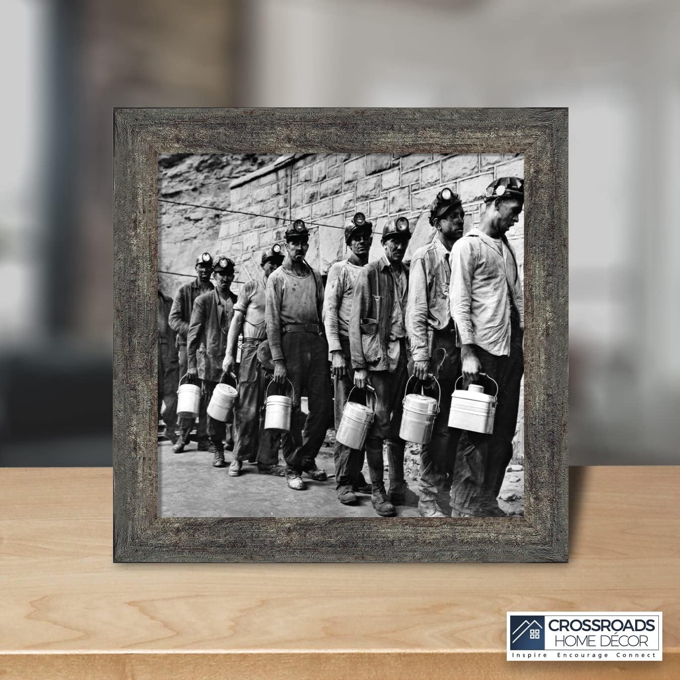 Crossroads Home Décor Miners at Lamphouse, Coal Miner Decor, Historical Picture Frame, 8539BW