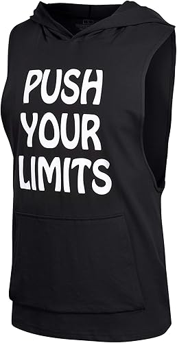 Miniatura 2 de YeeHoo Men's Workout Hooded Tank Tops Bodybuilding Muscle Shirt Sleeveless Gym Training Hoodies