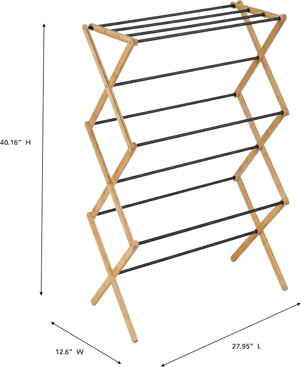 Laundry 360 3-Tier Bamboo Drying Rack Large | Space-Saving Laundry Stand | Indoor Air-Drying Clothes Rack